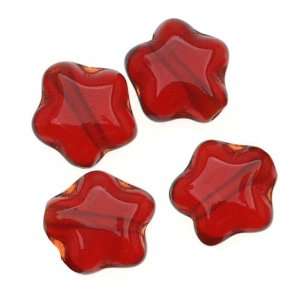  Czech Glass Beads Translucent Siam Red Tiny Stars 6mm (25 