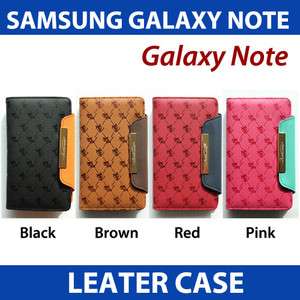 NEW SAMSUNG GALAXY NOTE GT N7000 DIARY WALLET CASE COVER   RED + FREE 