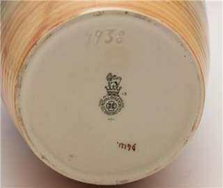 Large Vintage Royal Doulton England Painted Fruit Leaf Stoneware Vase 