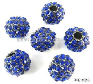 10 20pc 10mm DIY CZ Pave Disco Ball Crystal Rhinestone Spacer Beads 