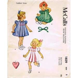   1839 Sewing Pattern Toddler Girls Dress Size 2 Arts, Crafts & Sewing