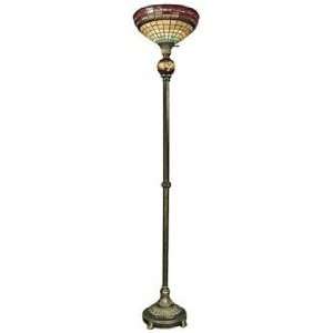  Davenport Antique Brass Finish Tiffany Style Torchiere 