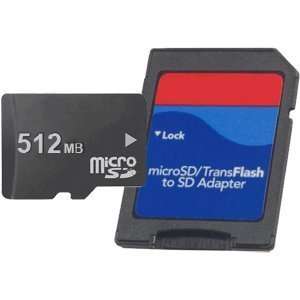  MicroSD 512MB Memory Card + SD Adapter. Electronics