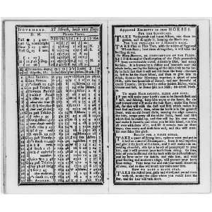  Father Abrahams Almanack,November,receipts,horses,1770 