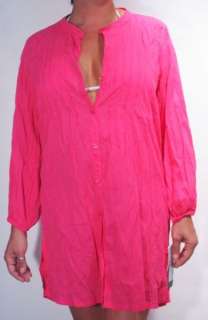 Ralph Lauren Pink Button Front Darcy Tunic Swimsuit Cover Up Large NWT 