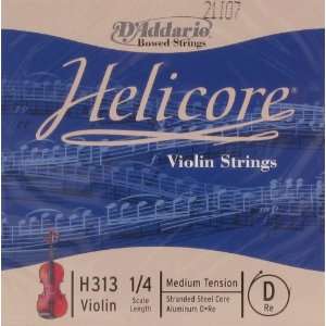  DAddario Violin Helicore Titanium Wound D 1/4 Size, H313 