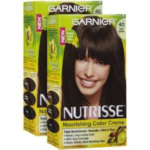  Garnier Nutrisse Level 3 Permanent Hair Creme, Dark Brown 