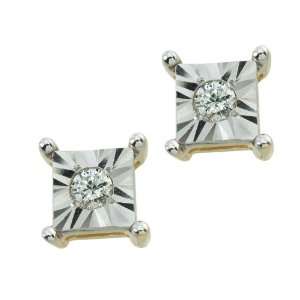   14k Gold Plated Sterling Silver Diamond Accent Stud Earrings Jewelry
