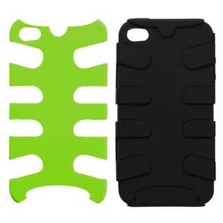 for Verizon Apple iPhone 4 4S   Lime Green Fishbone Hard Case+Rubber 
