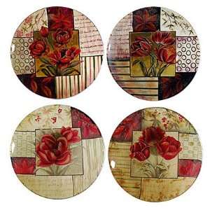 10 Decorative Glass Plate Flower Set Of 4  Kitchen 