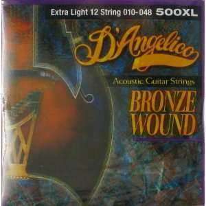  DAngelico Twelve String Acoustic Guitar 80/20 Brasswound 