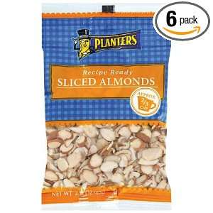 Planters Sliced Almond, 2.25 Ounce (Pack of 6)  Grocery 