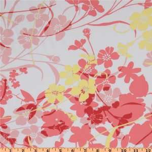  60 Wide Stretch Nylon Swimwear Floral White/Pink Fabric 