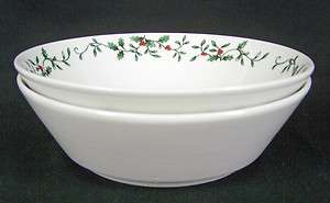 Royal Seasons 2 Soup Cereal Bowls Holly Berries  