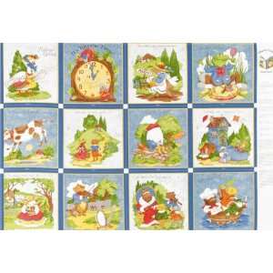  44 Wide Rhyme Time Soft Book Panel Blue Fabric By The 