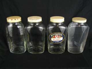   Deco Glass Brownie Pickle Jars Canisters Vtg Kitchen Decor  