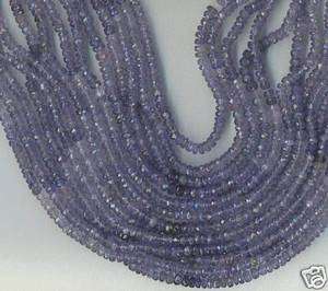 13.5 STRAND 4MM FACETED TANZANITE RONDELLE BEADS  