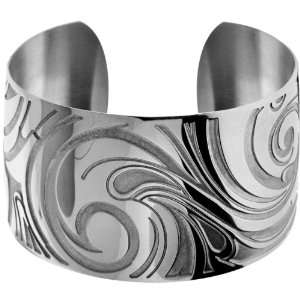    Inox Jewelry 316L Stainless Steel Waves Cuff Bracelet Jewelry