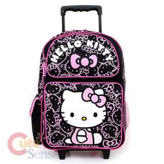   Shcool Backpack Lunch Bag Black Pink Glittering Face Rolling 1