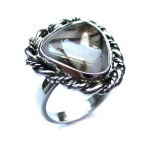  Dendritic Agate Sterling Silver Classy Triangular Ring 