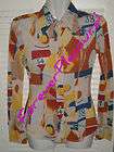 Vtg 70s WAYNE ROGERS Marathon Signed Blouse Small AS IS