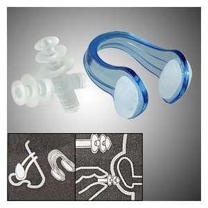  Rubber Pad Nose Clip Clear Blue + Ear Plug + Storage Case 