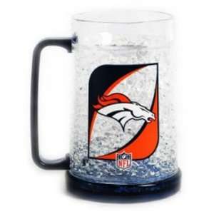 Denver Broncos Freezer Mug   Set of Two Crystal Glasses  