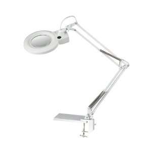   . Magnar Collection White Abs Plastic Shade Arm Finish Magnifier Lamp