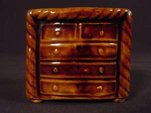 RARE 1800s SMALL CHEST OF DRAWERS BANK ROCKINGHAM YELLOW WARE  