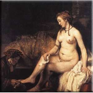 Bathsheba at Her Bath 30x30 Streched Canvas Art by Rembrandt  