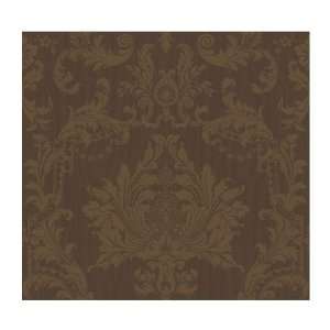   PD1125 Middlebury Damask Wallpaper, Cool Deep Brown/Pearled Gold