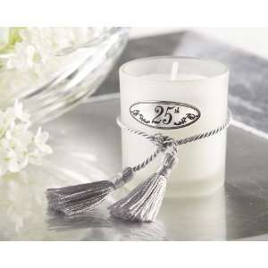  Votive Glass Candle Frosted Silver Memories 25th 