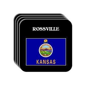 US State Flag   ROSSVILLE, Kansas (KS) Set of 4 Mini Mousepad Coasters