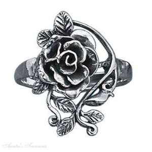  Sterling Silver Rose Ring Size 9 Jewelry