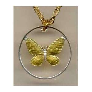   Cut out & 2 toned Philippines Butterfly   coin Necklace Beauty