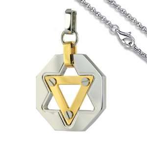  Stainless Steel Pendant Octagonal Shape with Gold PVD Star 