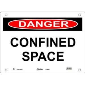   and Red on White Safety Sign, Header Danger, Legend Confined Space