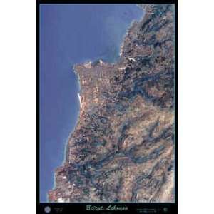  Satellite Print of Beirut, Lebanon, 24x36