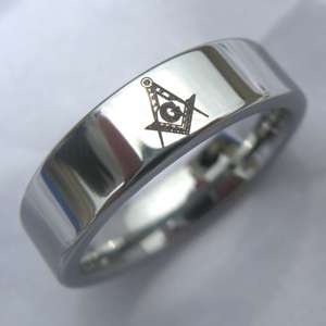   Masonic design mens Tungsten Carbide wedding band Anniversary ring