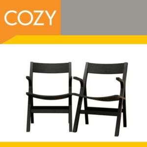 Designer Mid Modern Black Wood Dining Room Arm Chairs 2  