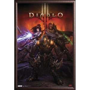 Diablo 3   Heroes 22x34 Dry Mount Poster Rust Wood Framed