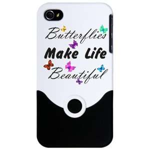  iPhone 4 or 4S Slider Case White Butterflies Make Life 