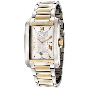 Mens Silver Textured Dial Two Tone 