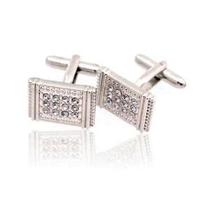 Multi Color Mens Diamond Premium Quality Cufflinks, Silver with Cubic 