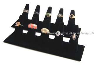 Black Velvet 5 Ring Jewelry Showcase Display Stands  
