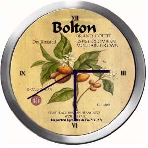 BOLTON 14 Inch Coffee Metal Clock Quartz Movement  Kitchen 