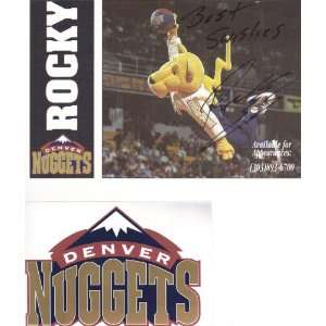  DENVER NUGGETS BASKETBALL TEAM MASCOT ROCKY SIGNED CARD 