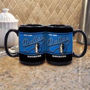  Dallas Mavericks Set of 2 Jersey 15 oz. Ceramic Mugs (Black 