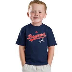  Atlanta Braves Navy Adidas New Script Kids 4 7 T Shirt 