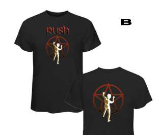 RARE 2 Sides Black T Shirt The Rush Rock Band  